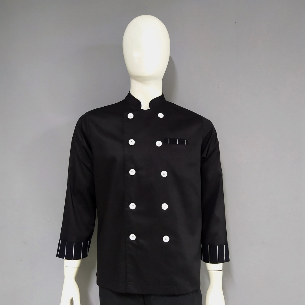 Chef Wear Baju Koki LS Hitam STRIPE Bbk