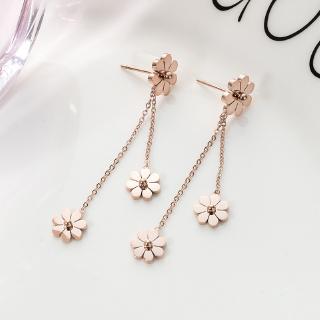 Anting Bentuk Bunga Bahan Titanium  Steel Warna  Rose Gold  