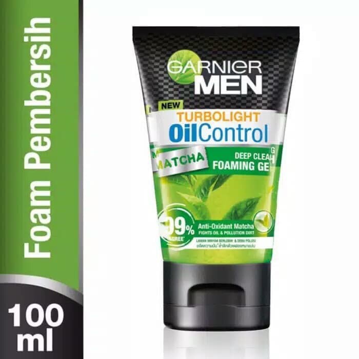 Garnier Men Turbolight Oil Control Matcha Deep Clean Foaming Gel Sabun Wajah Pria