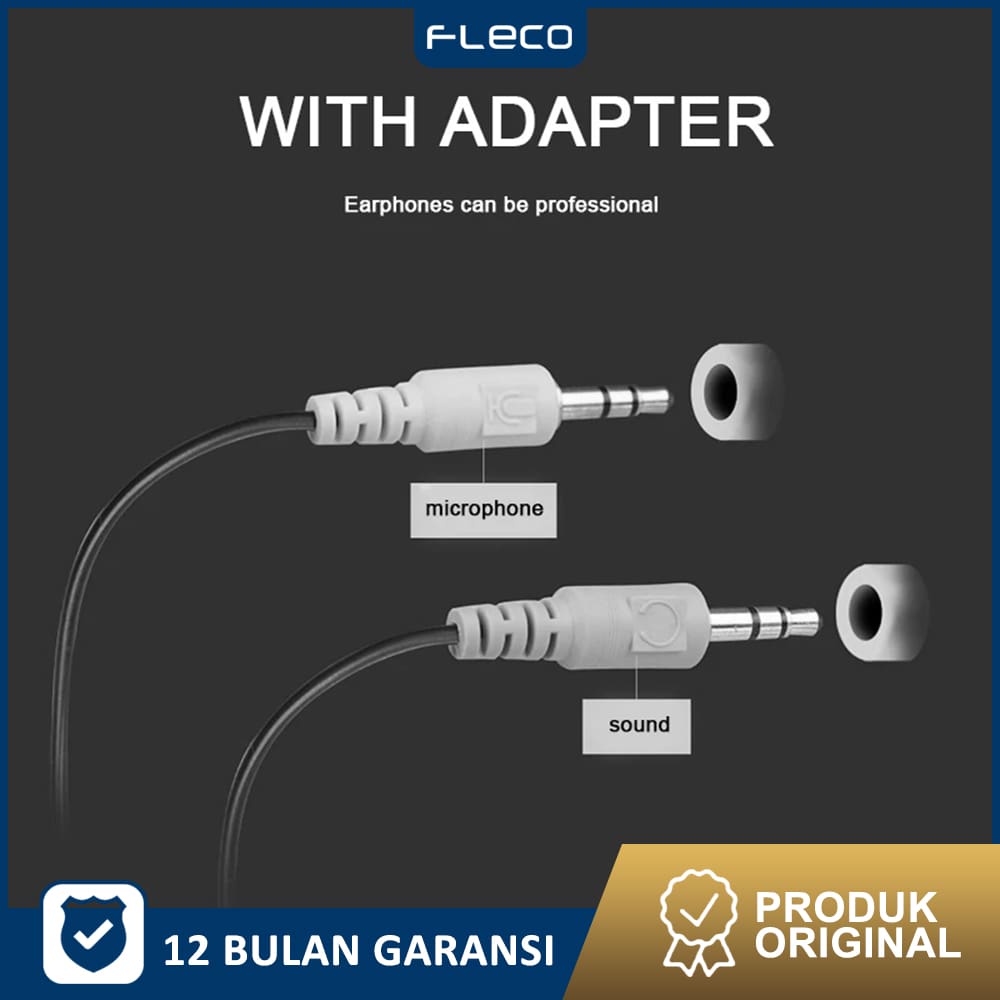 Headset Adapter Kabel Splitter Jack 3.5mm 1 Male to 2 Female Audio Splitter FLECO - Garansi 1 Tahun Rusak Ganti Baru