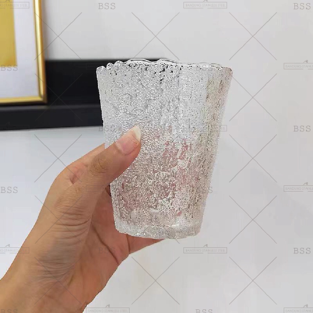 Vintage Retro 260ml Gelas Kaca Gelas Estetik Aesthetic Unik Cantik Drinking Glass