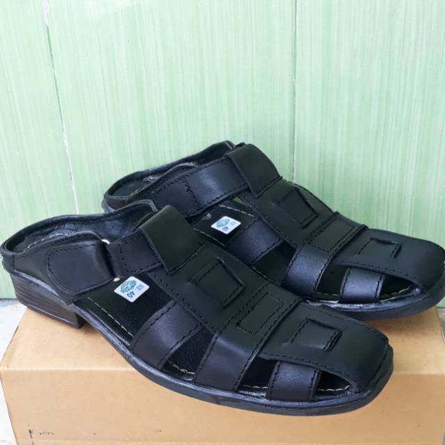 Sepatu Sandal Selop Slop Formal Pria Kulit Asli