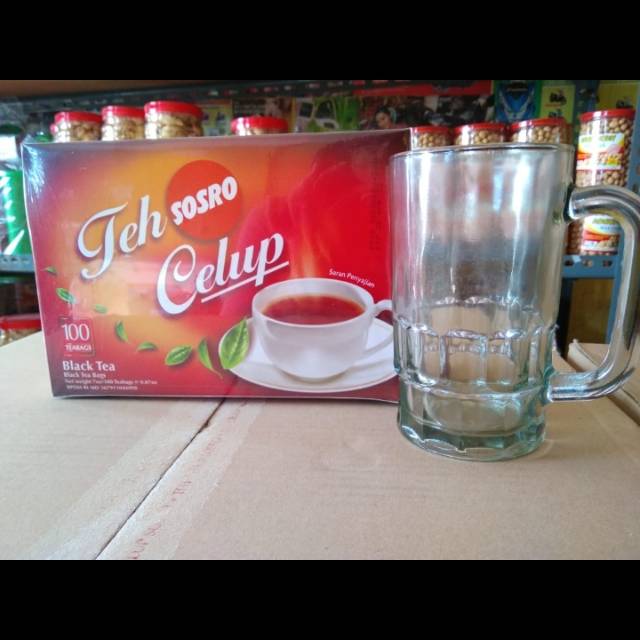 

Teh celup Sosro + gelasnya