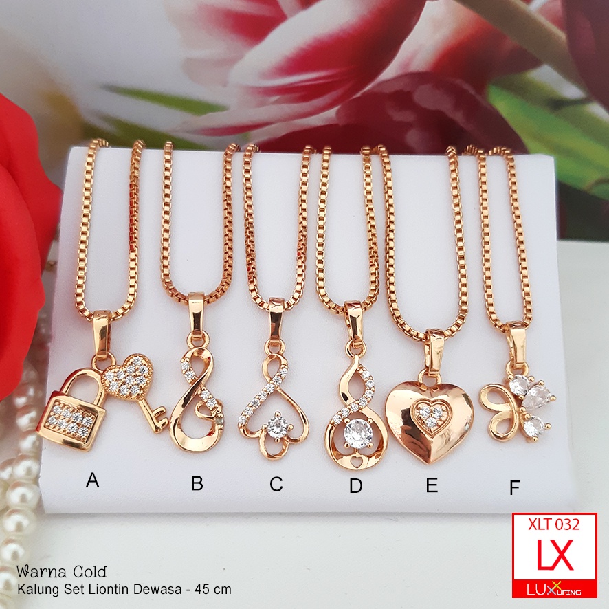 XLT 032  Kalung dan Liontin Set Dewasa Perhiasan Lapis Emas 18K Awet Tidak Mudah Luntur Kalung Xuping Yaxiya Luxx Xuping