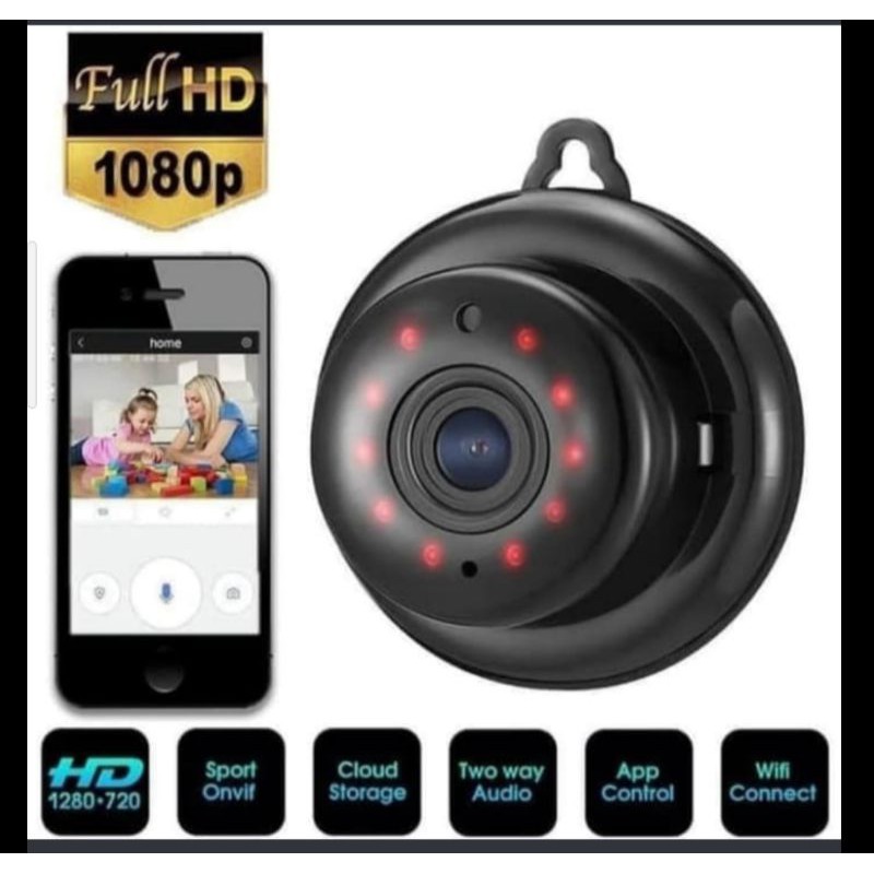 IP Camera wireless mini V380 kamera CCTV HD A1 pantau jarak jauh WiFi night vision