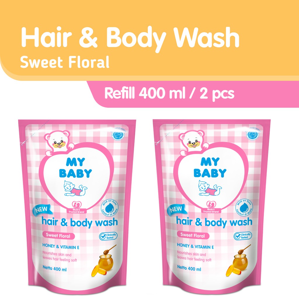 My Baby Hair &amp; Body Wash Sweet Floral Refill [400 ml / 2 pcs] - Bundle Pack - Exp: 01.2025