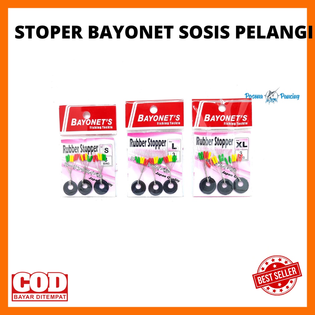 Stoper Pancing BAYONET Karet SOSIS Warna RAINBOW Atau PELANGI Penyangga Pelampung Termurah Dan Terlaris