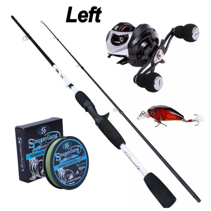 bayar di tempat satu set casting set bc  reel handle kiri 18+1 bb drag 10 kg joran carbon