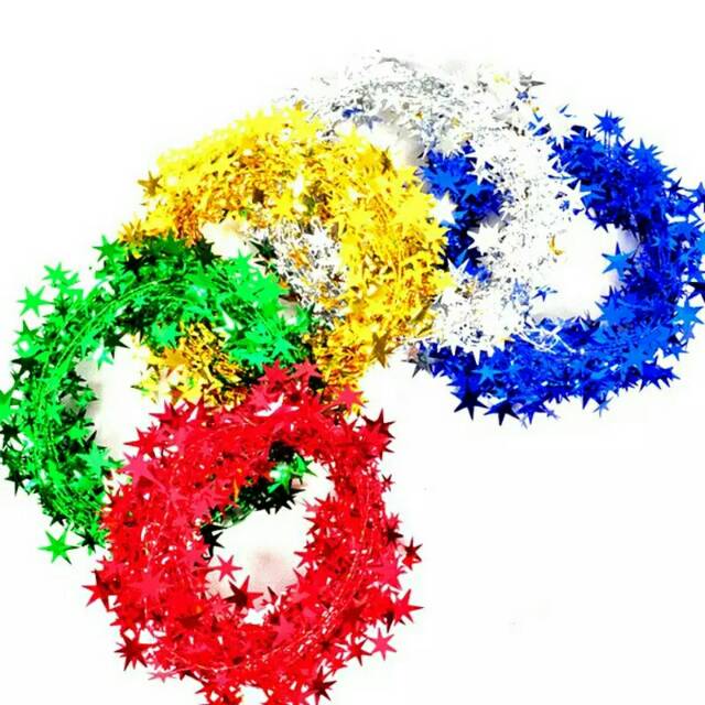 Hiasan natal garland bintang 5 m kawat metalik warna