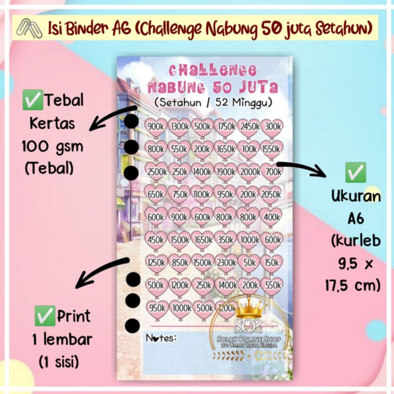 

Challenge 50 Jt Setahun | Kertas Binder A6