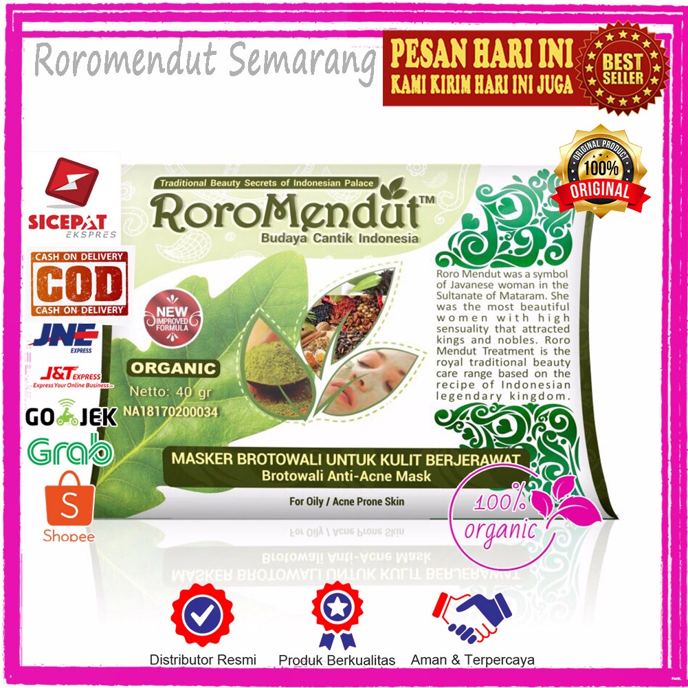 PABRIK Roro Mendut Masker Brotowali Anti Acne Kulit Berminyak Sensitif Jerawat Komedo Pori 40GR Skin