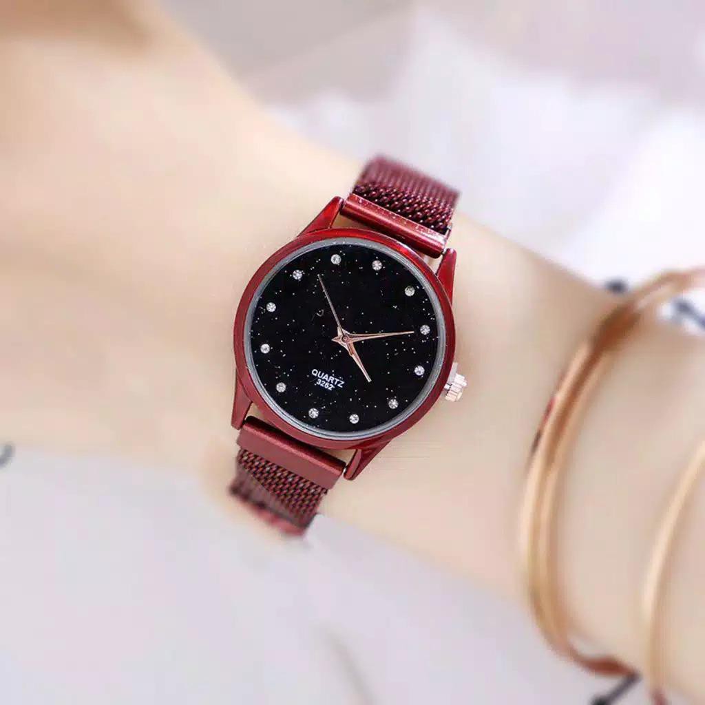 [ BAJ ] JAM TANGAN WANITA RANTAI MAGNET DIAMOND MURAH GROSIR IMPORT FASHION MDL DD025