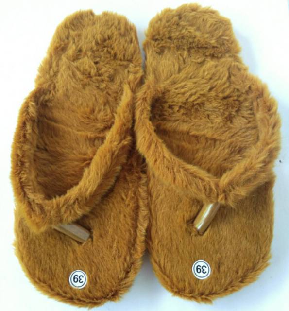 Sandal Bulu Sosis / Sandal Jepit anggora