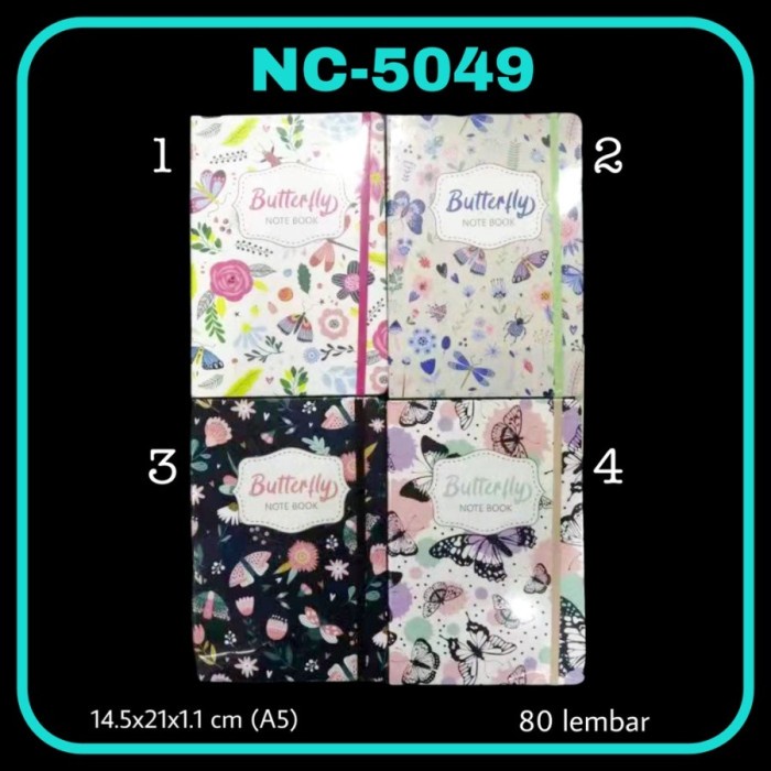 

Notebook Tali A5/Buku Catatan/Diary/Jurnal/Agenda/Planner/Notepad - NC-5049 Kupu2, 1
