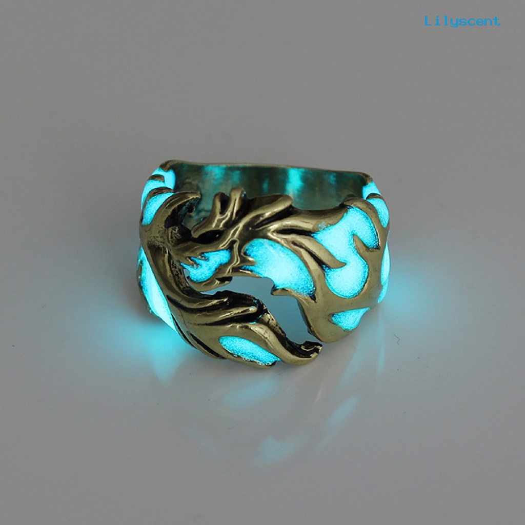 Ls Cincin Bentuk Naga Bahan Alloy Luminous Untuk Hadiah Ulang Tahun