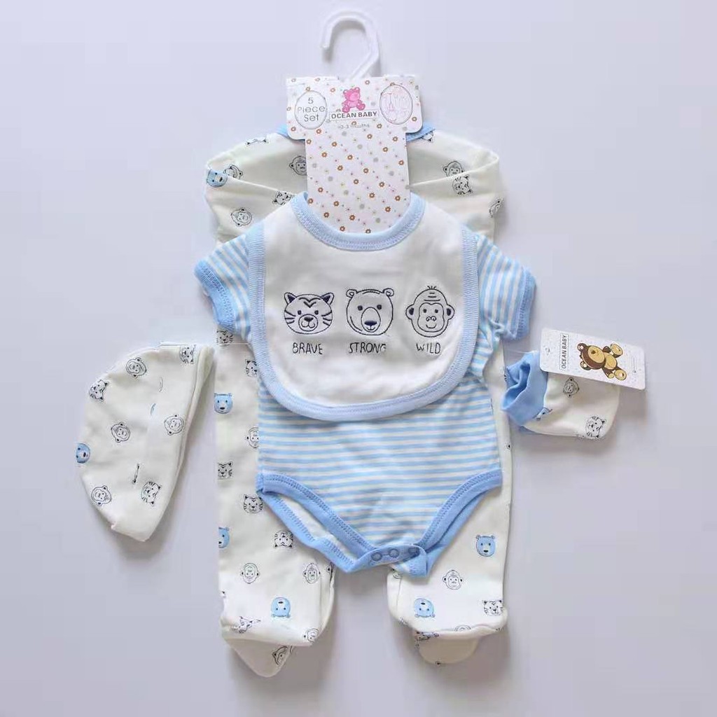 Ocean Baby 5in1 Long Sleeve Baby Jumper Set / Jumper Bayi / Baju Bayi / Baby Romper / Baby Giftset
