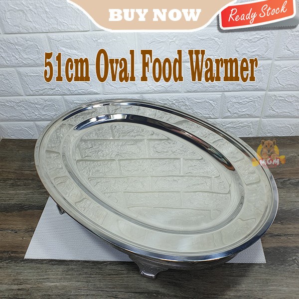 PREMIUM Oval Food Wamer 51cm Stainless Steel with Stand and burner