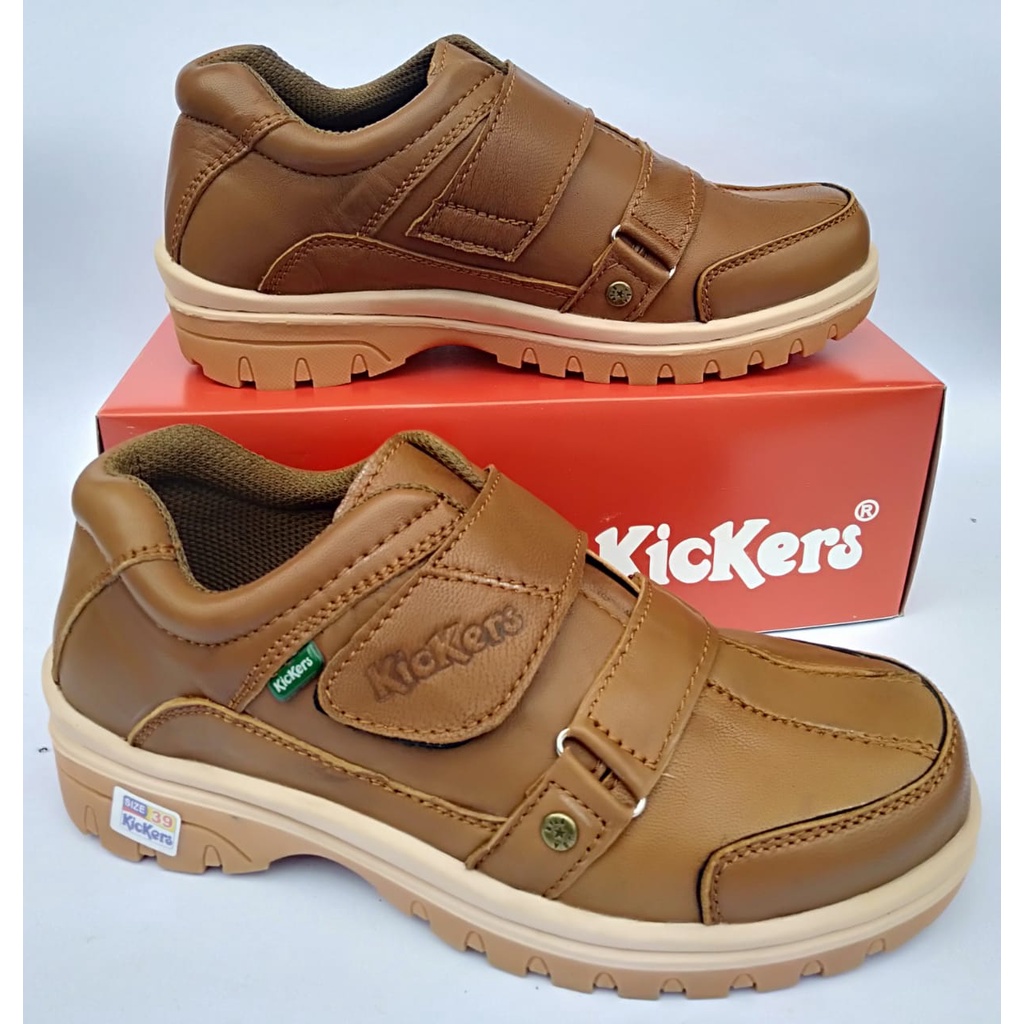 Kickers sepatu pria kulit asli original casual santai kasual slip on tanpa tali terbaru perekatselop