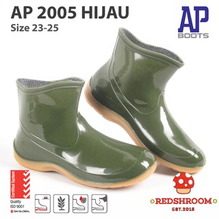 Image of Sepatu Boot Pendek AP BOOTS AP 2005 HIJAU POLOS GLOSSY FASHION WANITA sepatu karet ankle boots