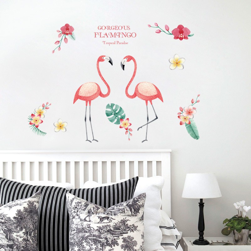 Reliza Wall Sticker Two Flamingo Birds Stiker Dinding LDR