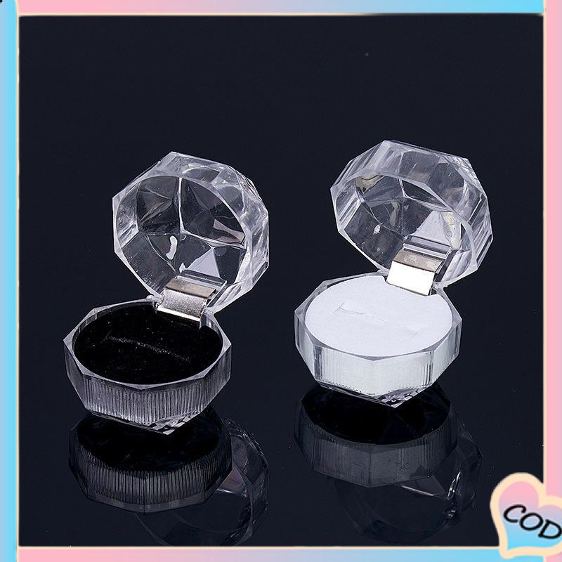 COD❤️ Kotak Cincin Mini Kotak Perhiasan Plastik Stud Earrings Cincin Kalung Perhiasan Kotak Kemasan Kotak Display-A.one