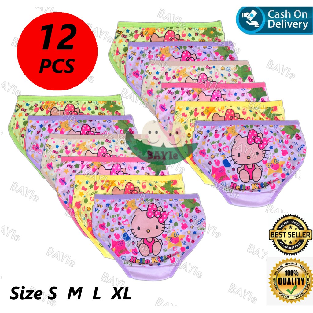 BAYIe - 12 PCS Celana Dalam/CD Anak Perempuan Cewek ESSEN/CERIA /Calana dalam Bayi Perempuan Size S M L XL