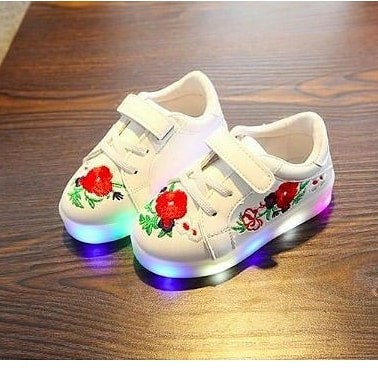 SIZE 21 -30 SEPATU GUCCI FLOWER LED PUTIH DAN PINK