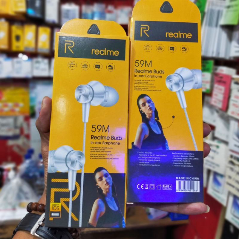 Headset Realme Extra Bass with Mic Earphone Realme 2 Pro 3 pro 5 pro C2 C3 5i C11 C12 C15 C17 (59M)