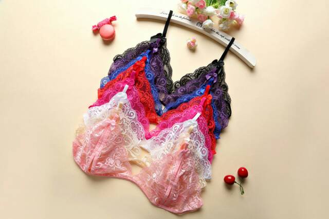 Bra set lace sexy pqz06 ungu pink putih rosepink