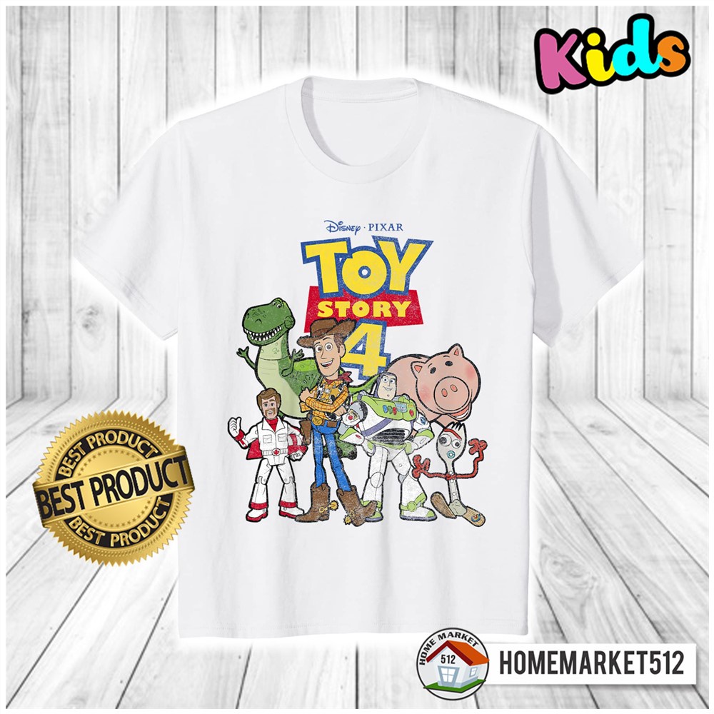 Kaos Anak Pixar Toy Story 4 New Group Shot Movie Logo Poster T-Shirt Kaos Anak Laki-laki Dan Perempuan Premium SABLON ANTI RONTOK!!!!! | HOMEMARKET512