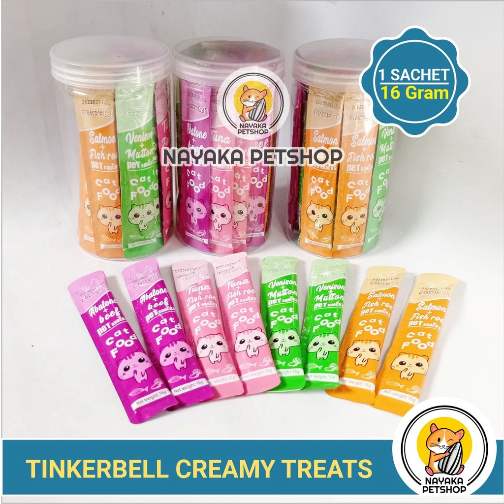 Tinkerbell Creamy Cat Treats 16 gr Satuan 1 Sachet Snack Kucing Cemilan Kitten