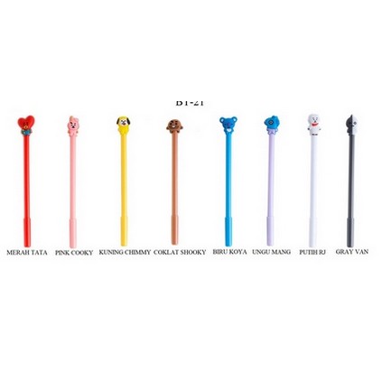 

BT21 Pena BTS Bangtan Boys ARMY KPOP Cartoon Black Ink Gel Pen Import Murah