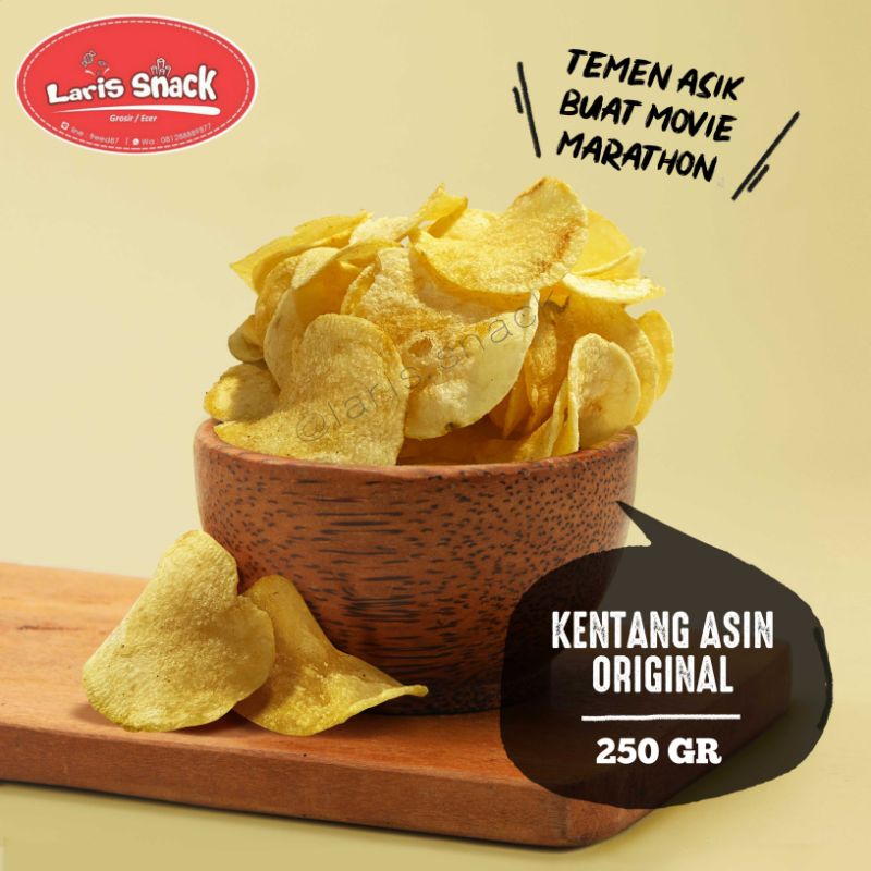 

Keripik Kentang Original Asin Gurih Renyah Snack Kiloan Curah 250gr