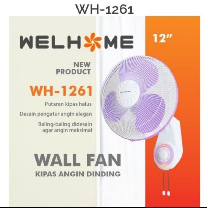 Kipas angin dinding / wall fan / gantung 12&quot; wh-1261 welhome