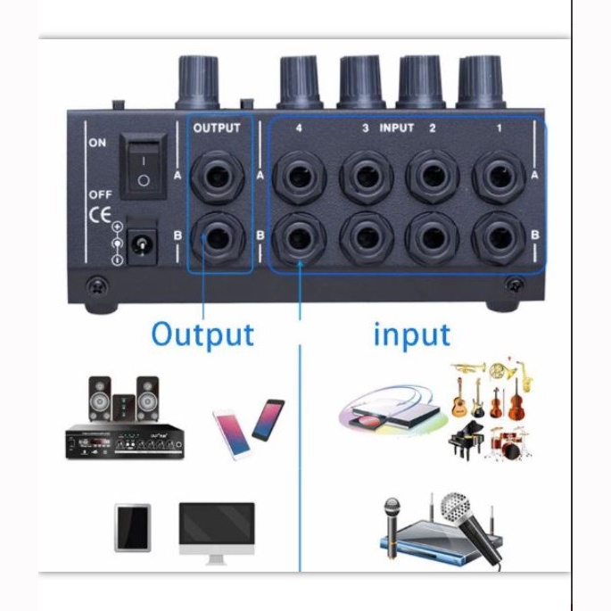 G8A Mixing Audio Karaoke Professional Console Karaoke Mixer 8 Channel Input Mic - AM-228 Ammoon Black Or-i