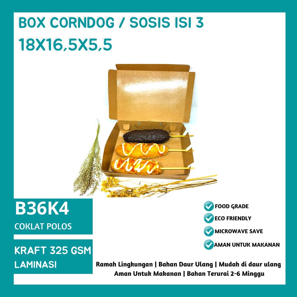 Box Sosis Dus Corndog Dus Sate (B36K4-18X16.5X5.5 Cm)