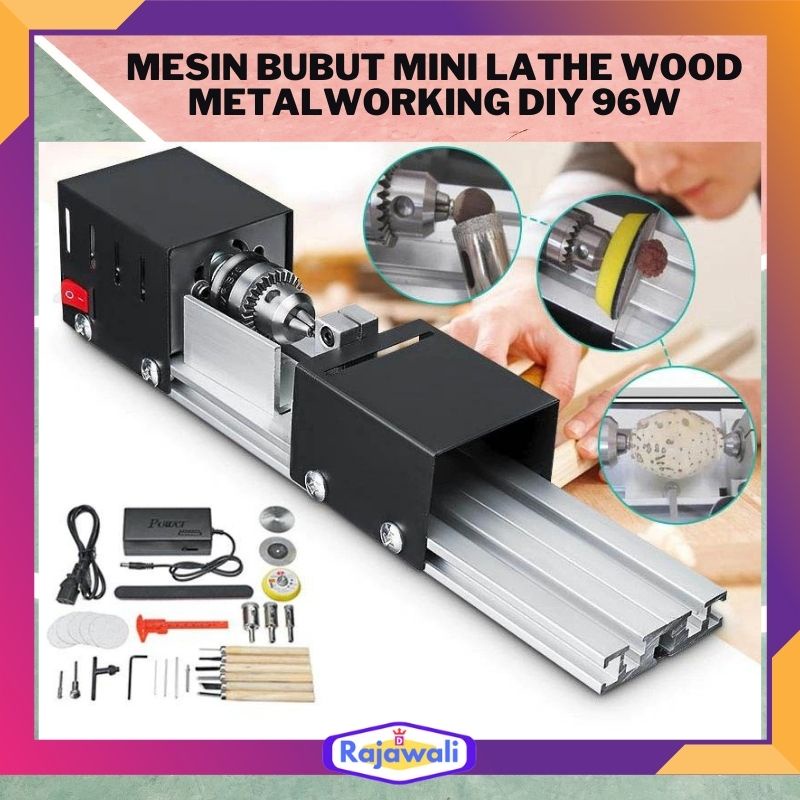 thumbnail image 2 of 96W Mini Wood Lathe Machine - 7 Speed Variable RPM With Precision Collet For DIY Woodworking 2 of 4