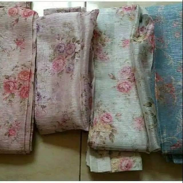 Gorden Vitrase Shabby Chic/Puring Daleman import warna pink ungu hijau biru