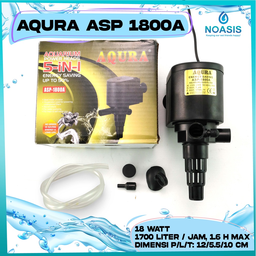 POMPA AIR CELUP AQUARIUM AQUASCAPE POWER HEAD AQURA ASP 1800 A 18 Watt