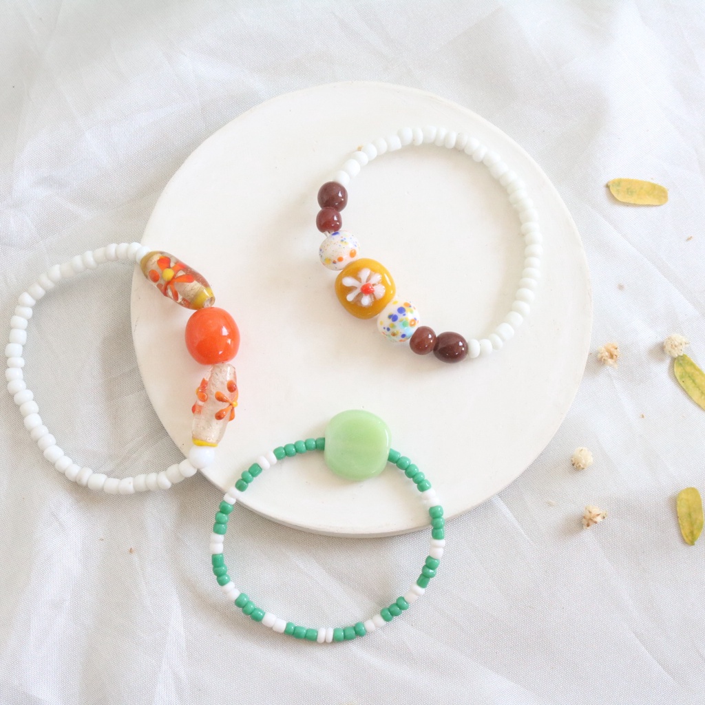 Gelang Fruti by Pagi / Etnik / Kalung Handmade / Boho / Glass Bead / Korean Fashion / Beads Unik / Warna Warni Wanita