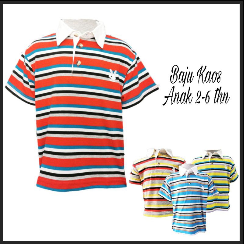 Baju kaos anak salur laki laki 2-6 thn Baju oblong anak cowok katun Pakaian anak laki laki murah