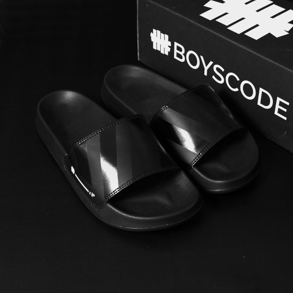 Sendal Selop Pria Wanita Distro Boyscode Motif Zebra Fullblack / Sendal Slip On Pria / Sendal Slide Pria