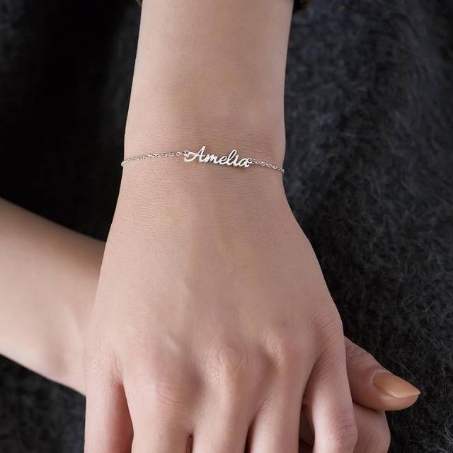 Gelang Tangan Wanita Ukir Nama Premium Kualitas Bagus Gelang Nama Silver Gelang Anti Karat Ukir Nama Shopee Indonesia