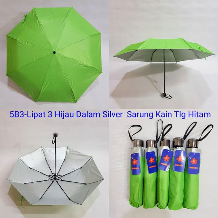 FELWINSHOP Payung Lipat 3 Sakura Polos Warna Dalam Silver Murah!!! Payung promosi