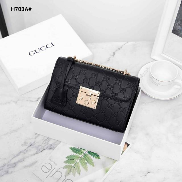 Tas Gucci GG Pvc Padlock GG Leather Shoulder Bag H703A Semi Premium