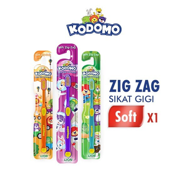 KODOMO Sikat Gigi Reguler 2 IN 1 Soft Reguler / Soft Zig Zag Gratis Hadiah