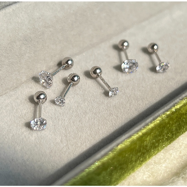 Anting Stud Bahan S925 Sterling Silver Ukuran 3 / 4mm Untuk Pemakaian Sehari-Hari