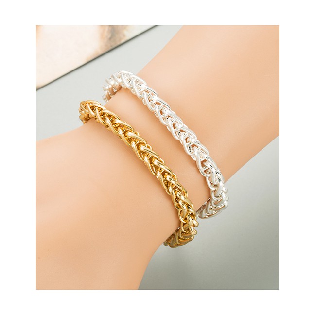 LRC Gelang Tangan Fashion Silver Color Alloy Gold-plated Thin Chain P50124