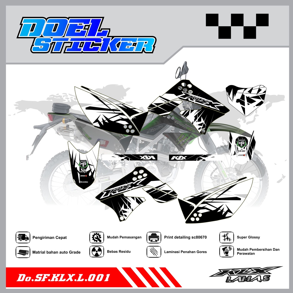 Sticker Striping Honda KLX L , S Lama List Variasi Hologram , Crome Doel 001