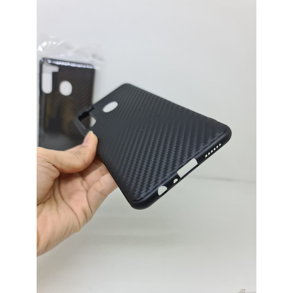 Soft Case Samsung A21 6.5 inch Black TPU Slim FIBER Carbon Samsung A21 A215U